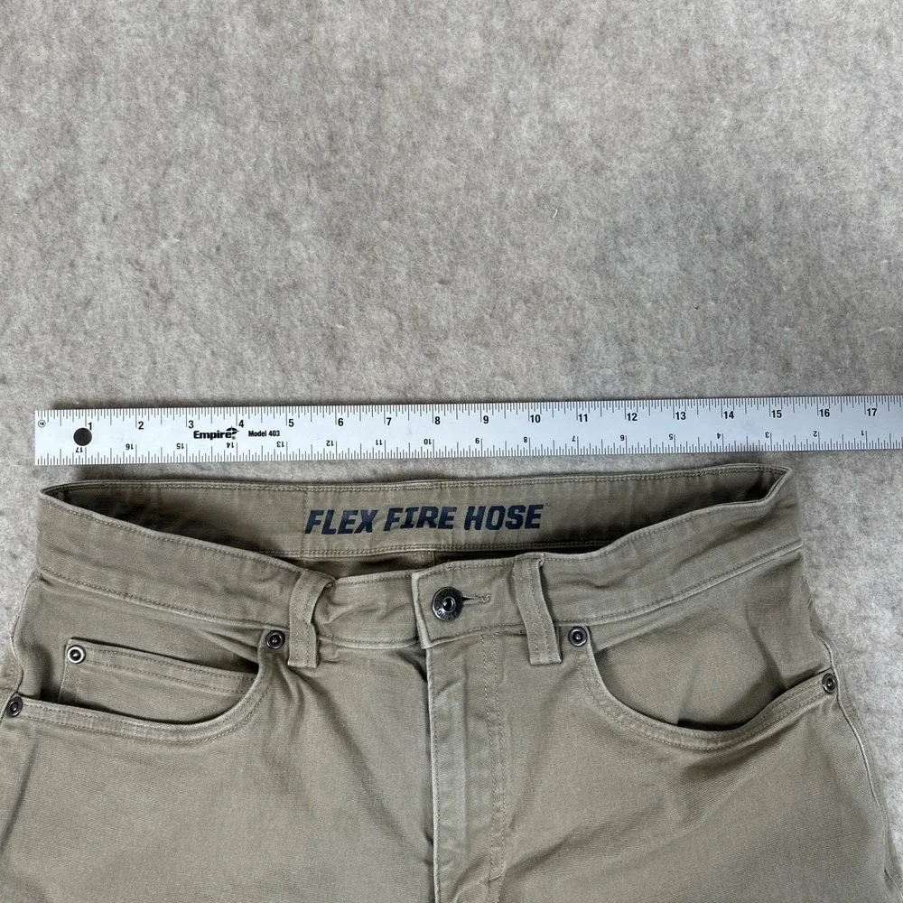 Duluth Trading Flex Fire Hose Pants Mens 32x30 Khaki Slim Fit Work Jeans